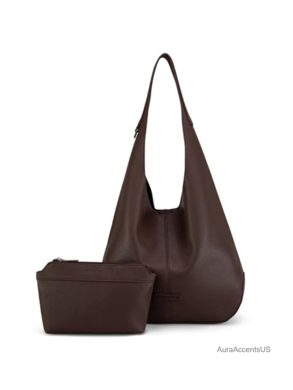 Large Slouchy Hobo Purse for Women, Vegan Leather Shoulder Bag with Zip Pouch